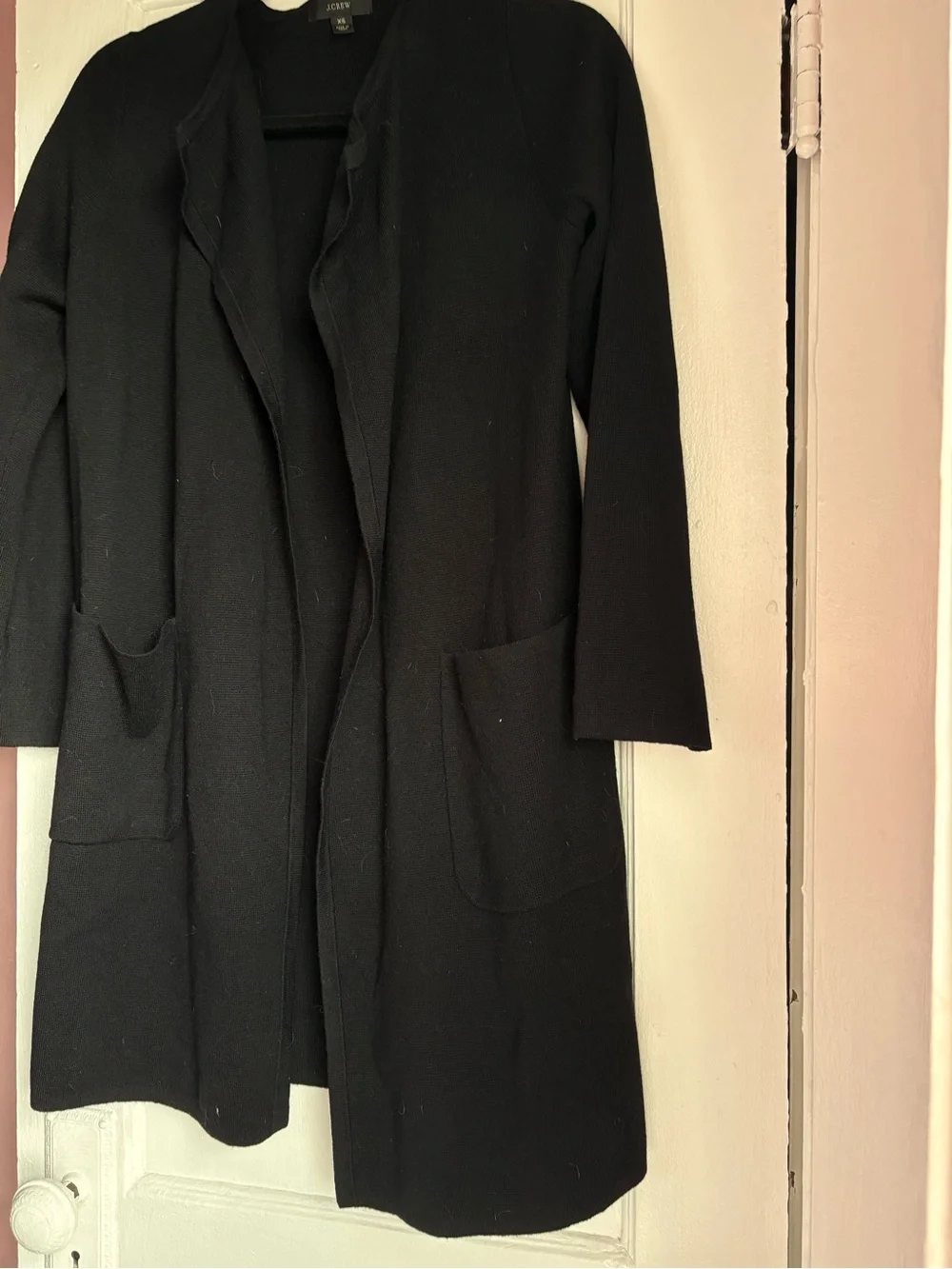 J.Crew Juliette Merino Wool Blend Sweater-Blazer Black XS Collarless Knit Jacket